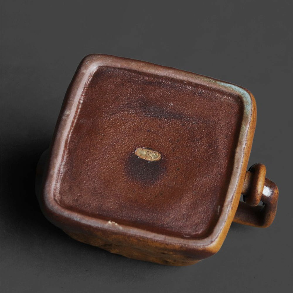 Sanxingdui Square Teapot – Handmade Old Clay Ceramic Chinese Teaware