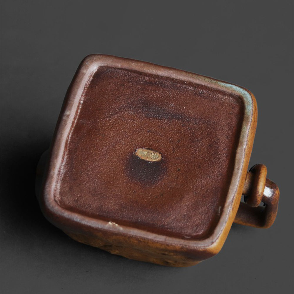 Sanxingdui Square Teapot – Handmade Old Clay Ceramic Chinese Teaware