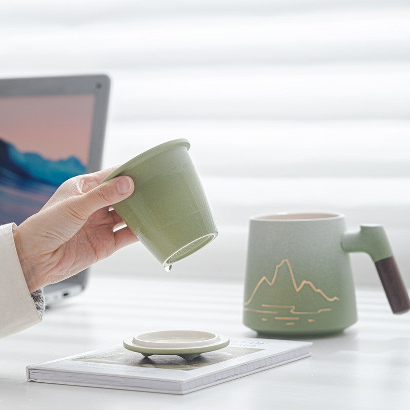 Porcelain Tea Infuser Mug – Thousand Miles Landscape Office Cup