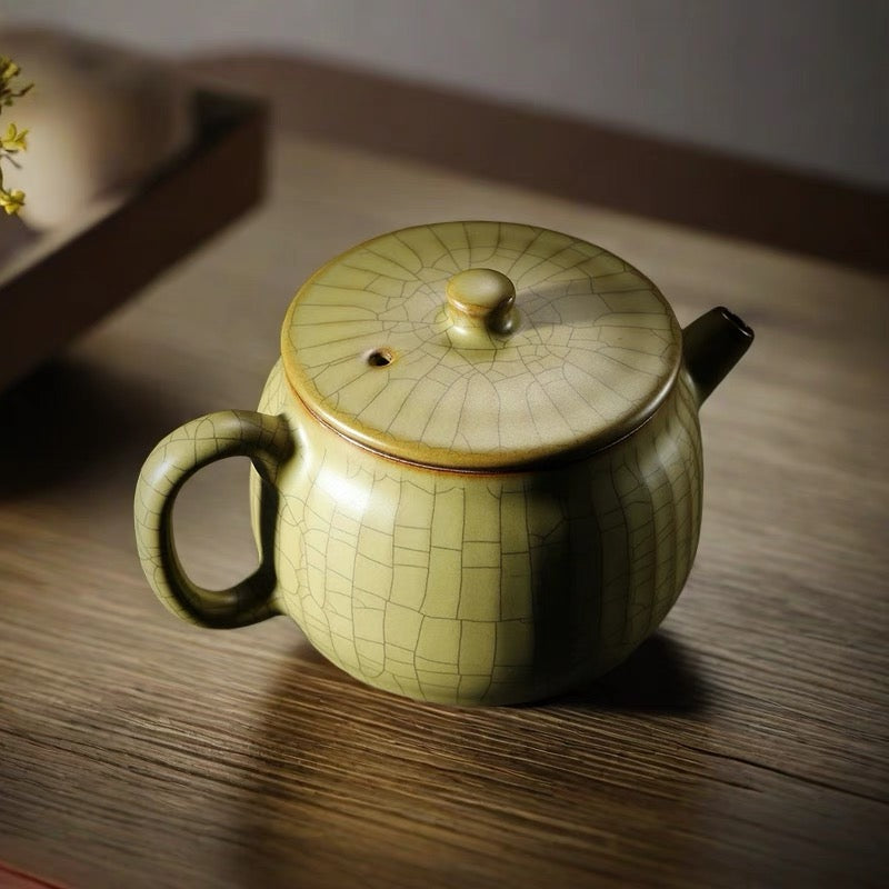 Ge Kiln Wide-Mouth Teapot Set – 1 Teapot + 4 Cups