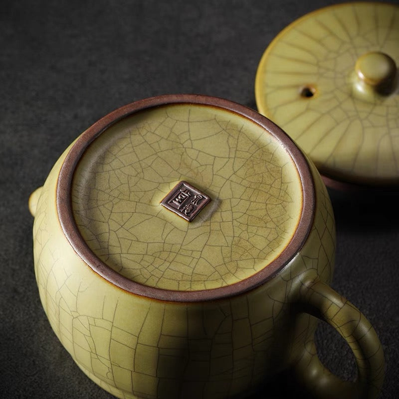 Ge Kiln Wide-Mouth Teapot Set – 1 Teapot + 4 Cups