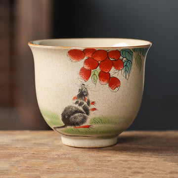 Hand-Painted Chinese Zodiac Ceramic Master Teacup – Elegant Oriental Design