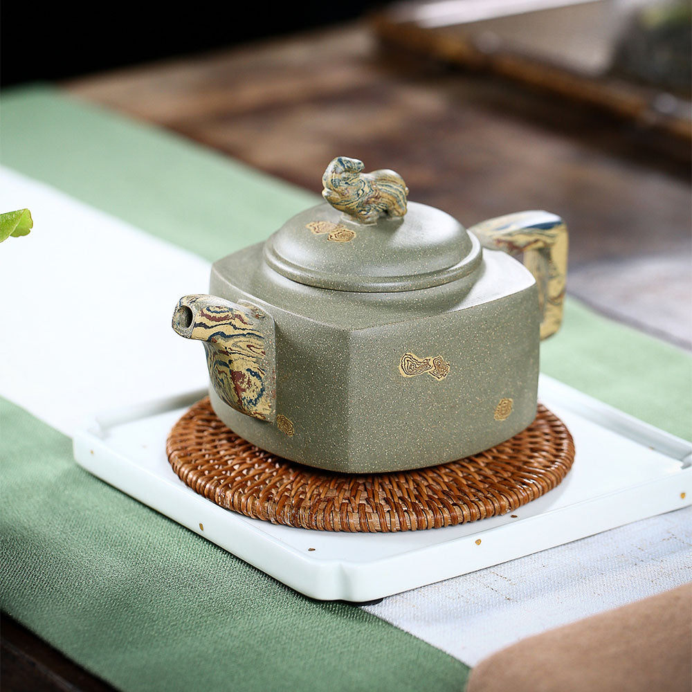 Zisha Xiangrui Teapot – Handmade Square Yixing Clay Teaware 200ml