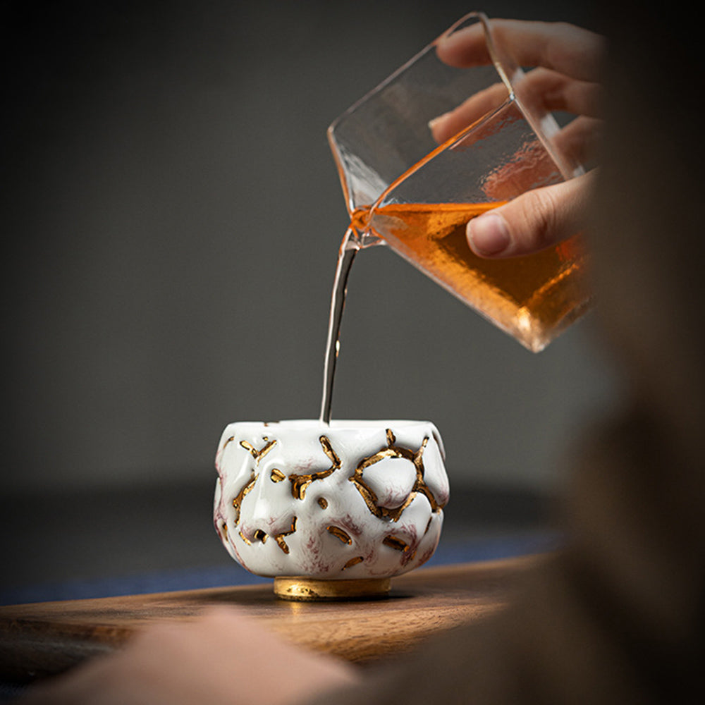 Shinoyaki Gold Gongfu Tea Cup – Handmade Ceramic Chinese Master Cup for Traditional Brewing