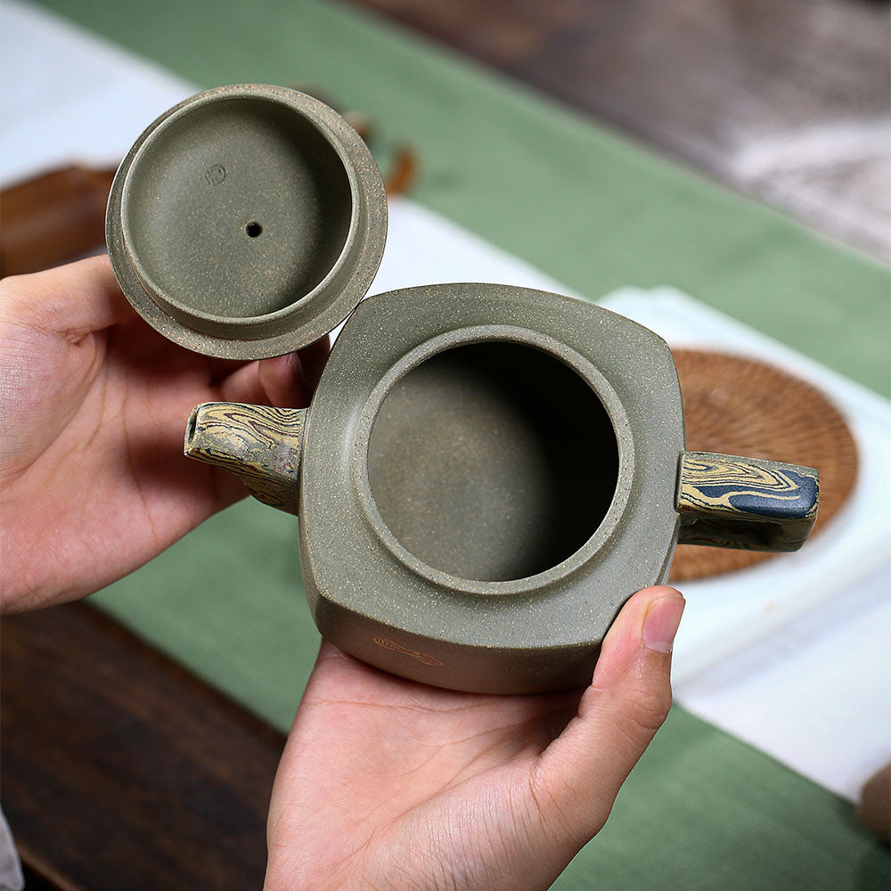 Zisha Xiangrui Teapot – Handmade Square Yixing Clay Teaware 200ml