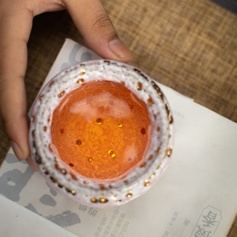 Pink Glazed Shino Gongfu Tea Cup – Handmade Ceramic Chinese Tea Cup for Traditional Brewing