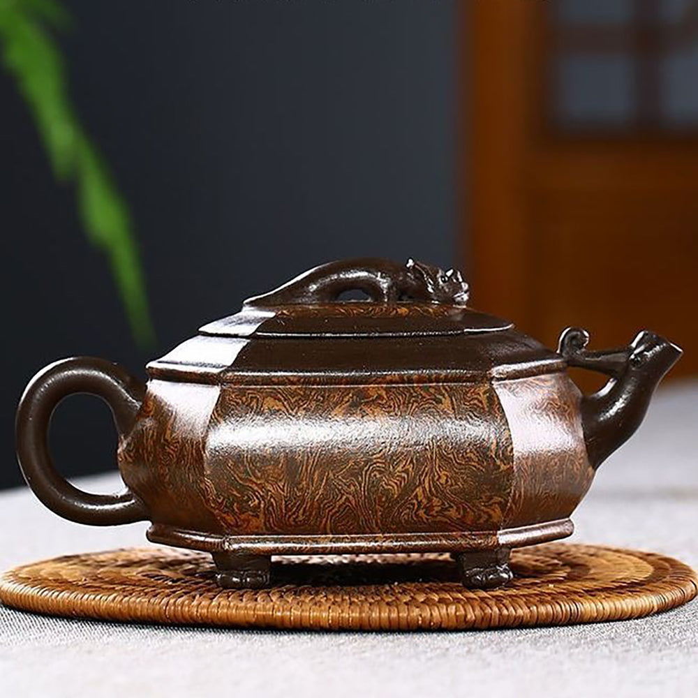 Yixing Hexagonal Teapot – Handmade Chi Long Dragon Clay Teaware