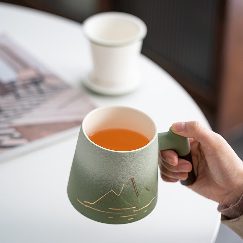 Porcelain Tea Infuser Mug – Thousand Miles Landscape Office Cup