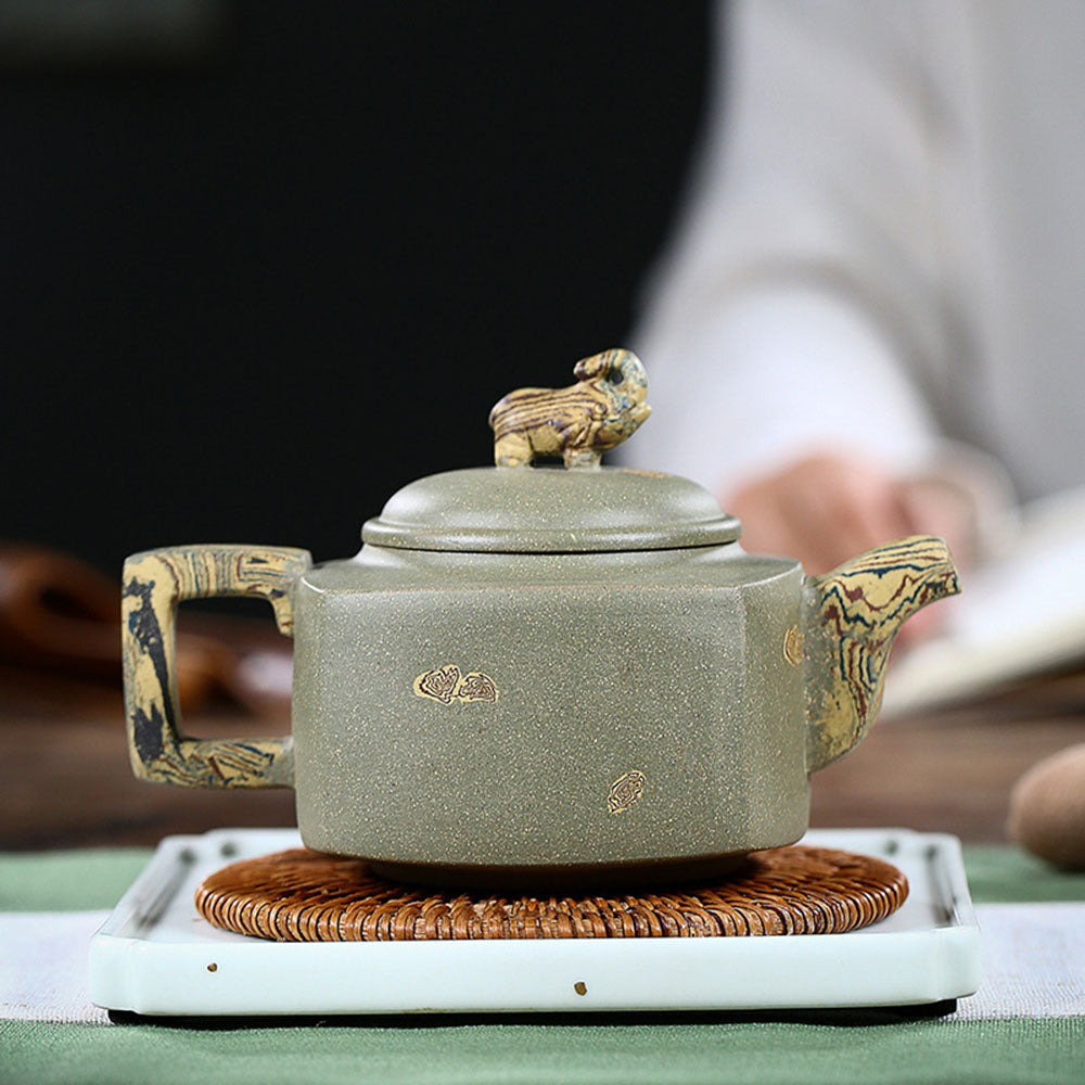 Zisha Xiangrui Teapot – Handmade Square Yixing Clay Teaware 200ml