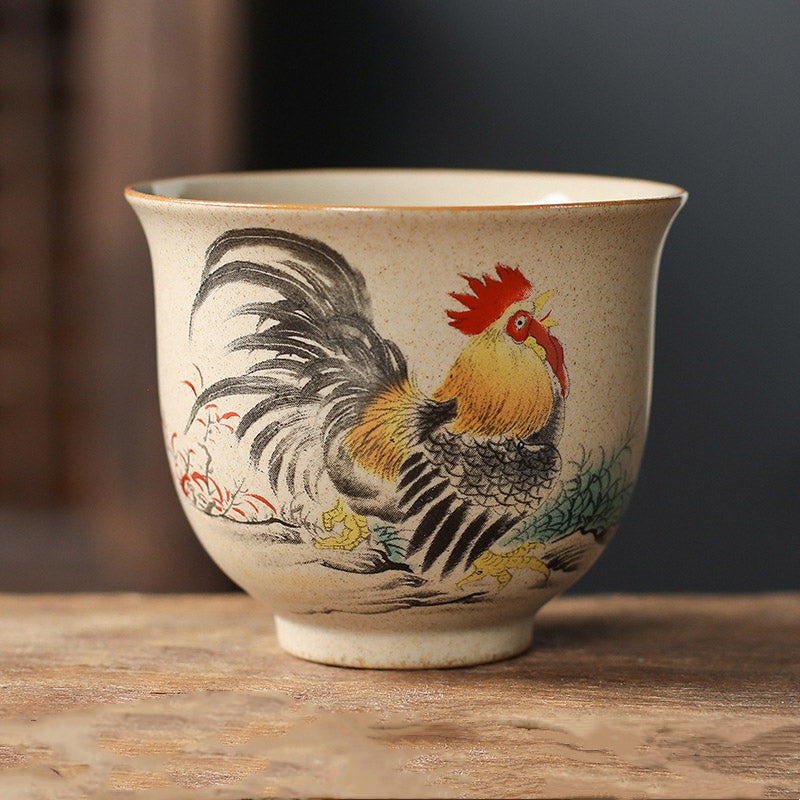 Hand-Painted Chinese Zodiac Ceramic Master Teacup – Elegant Oriental Design