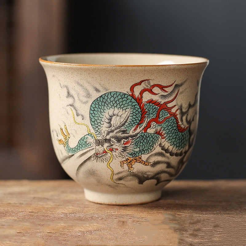 Hand-Painted Chinese Zodiac Ceramic Master Teacup – Elegant Oriental Design