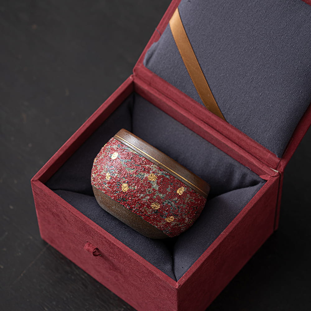 Handmade Rock Mineral Ceramic Tea Cup – Large Elegant Oriental Design