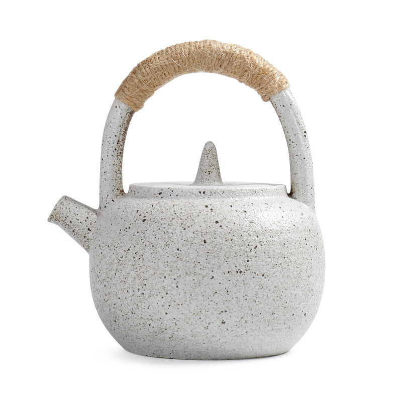 Mini Kiln-Glazed Japanese Tea Set with Handle Teapot and Tray – 4-Piece Ceramic Gongfu Set