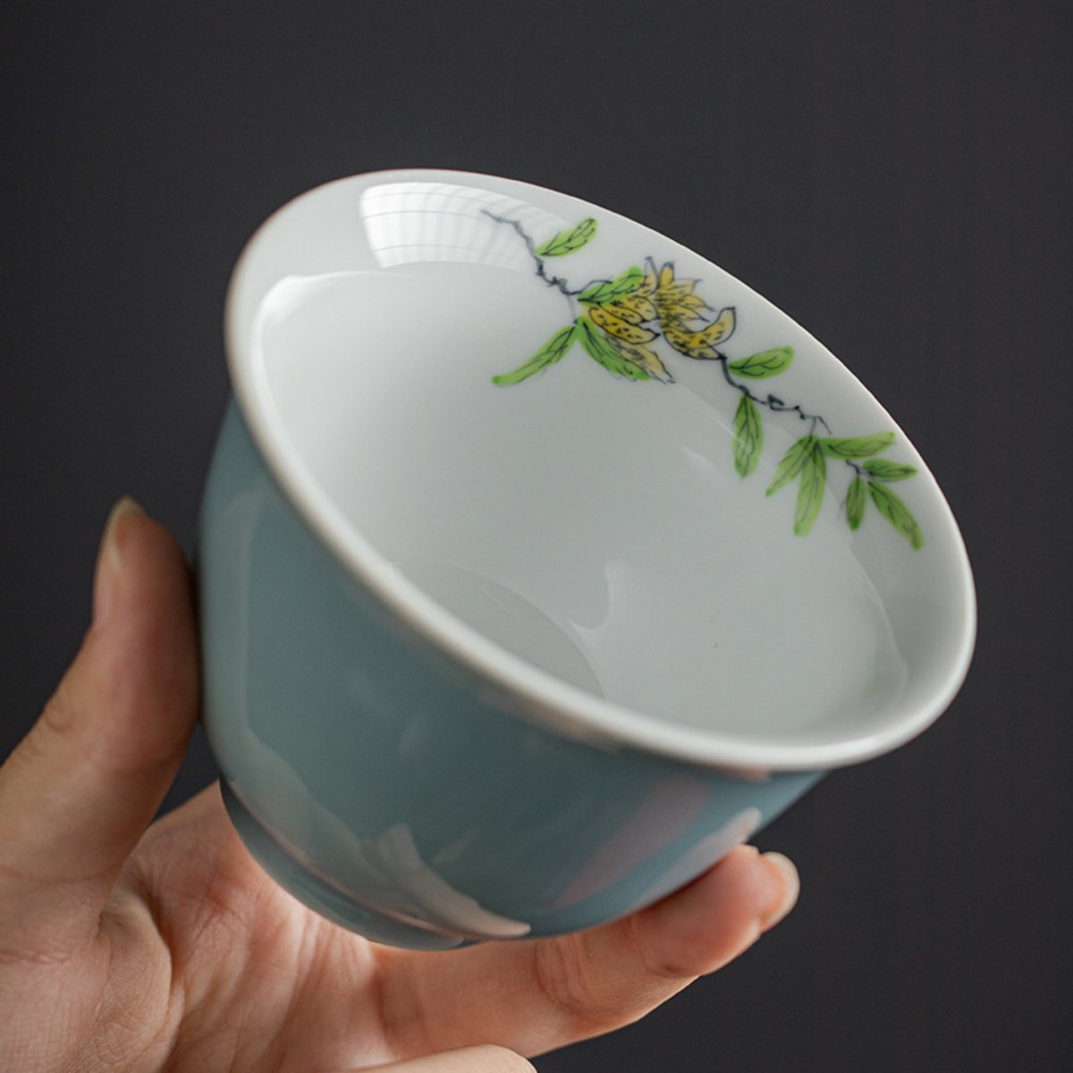 Celadon Hand-Painted Porcelain Gaiwan Tea Set 5 oz