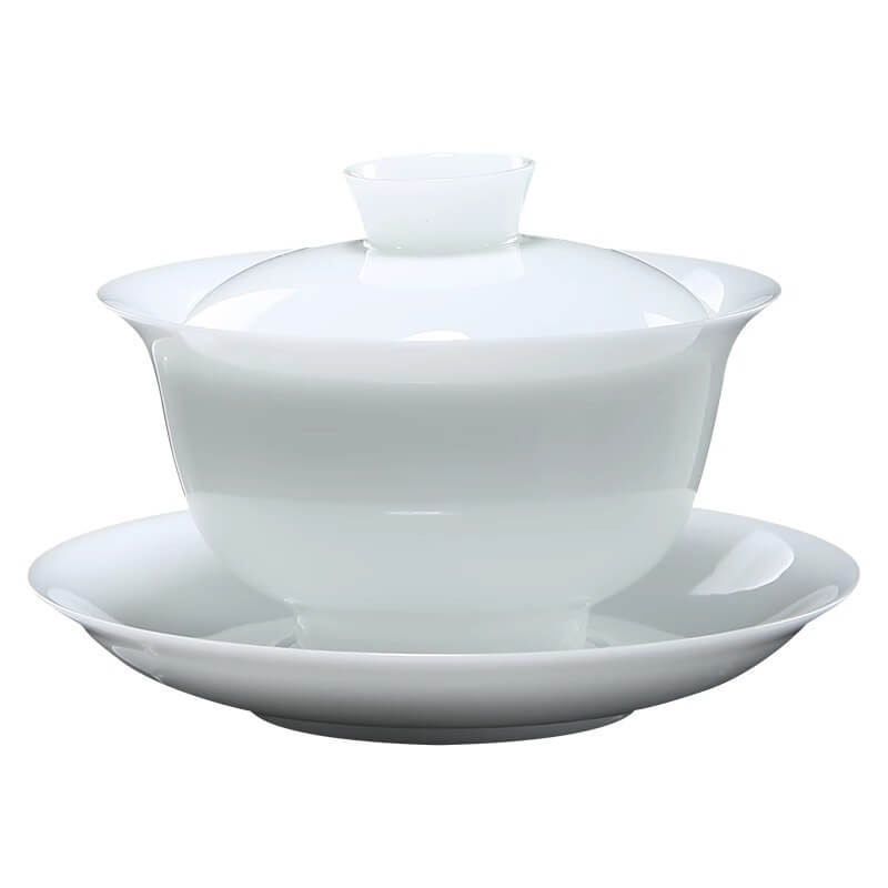 Dehua Ice Jade Gaiwan – “Spring Aroma” Porcelain Tea Bowl for Gongfu Brewing