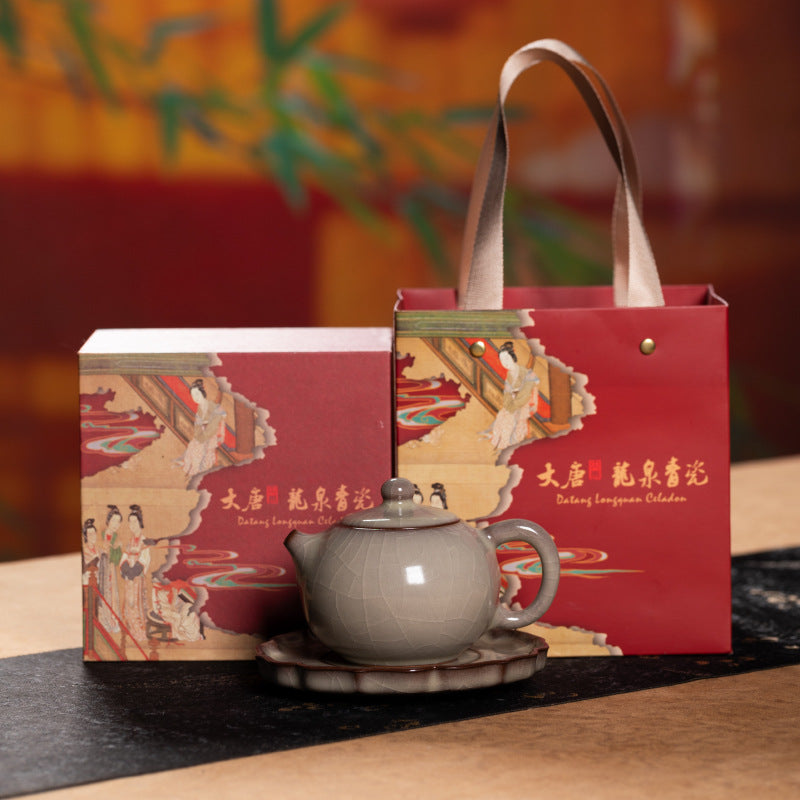 Handmade Longquan Celadon Gongfu Teapot with Stand 250ml