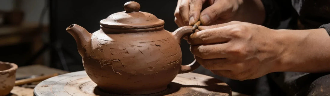 Handcrafted Yixing Zisha teapot showing traditional clay forming craftsmanship and shaping details