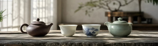Explore Chinese tea set materials, including clay, porcelain, celadon, and other ceramics