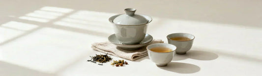 Tea accessories including teapots, cups, and strainers used in everyday tea brewing environments