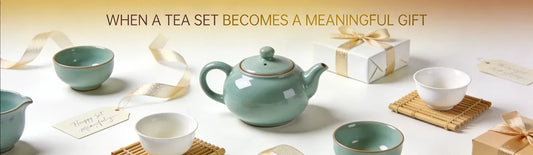Tea set gift displayed in a traditional Chinese tea arrangement