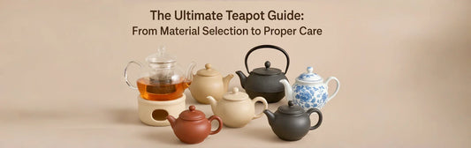 A variety of teapots in ceramic, glass, stainless steel, and cast iron for brewing tea