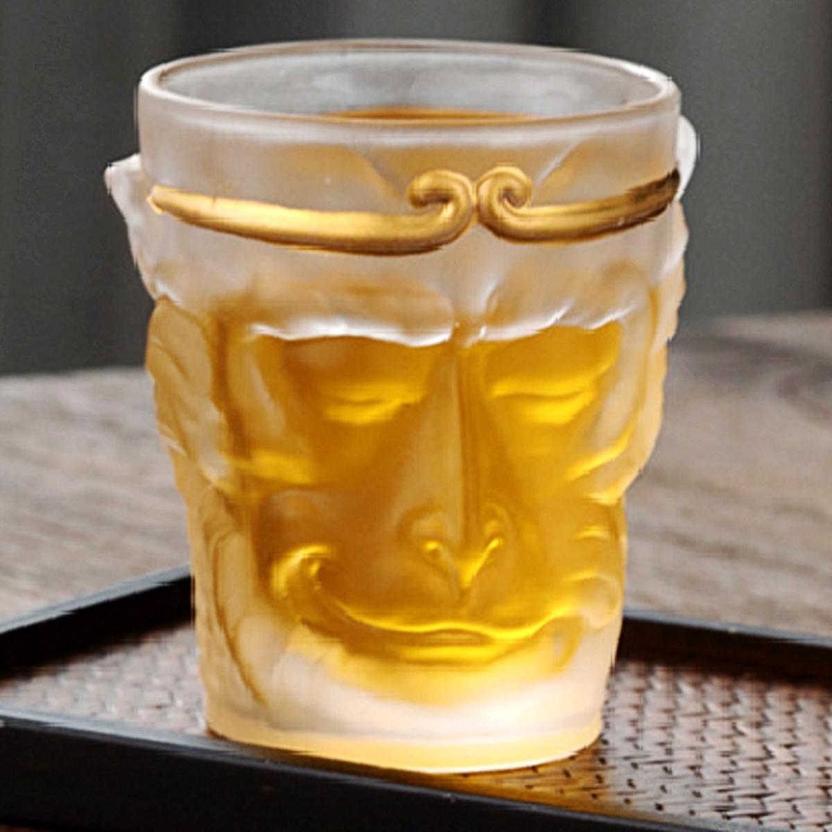 Sun Wukong Gold Hoop Glass Tea Cup – Handcrafted Heat-Resistant Borosilicate Glass
