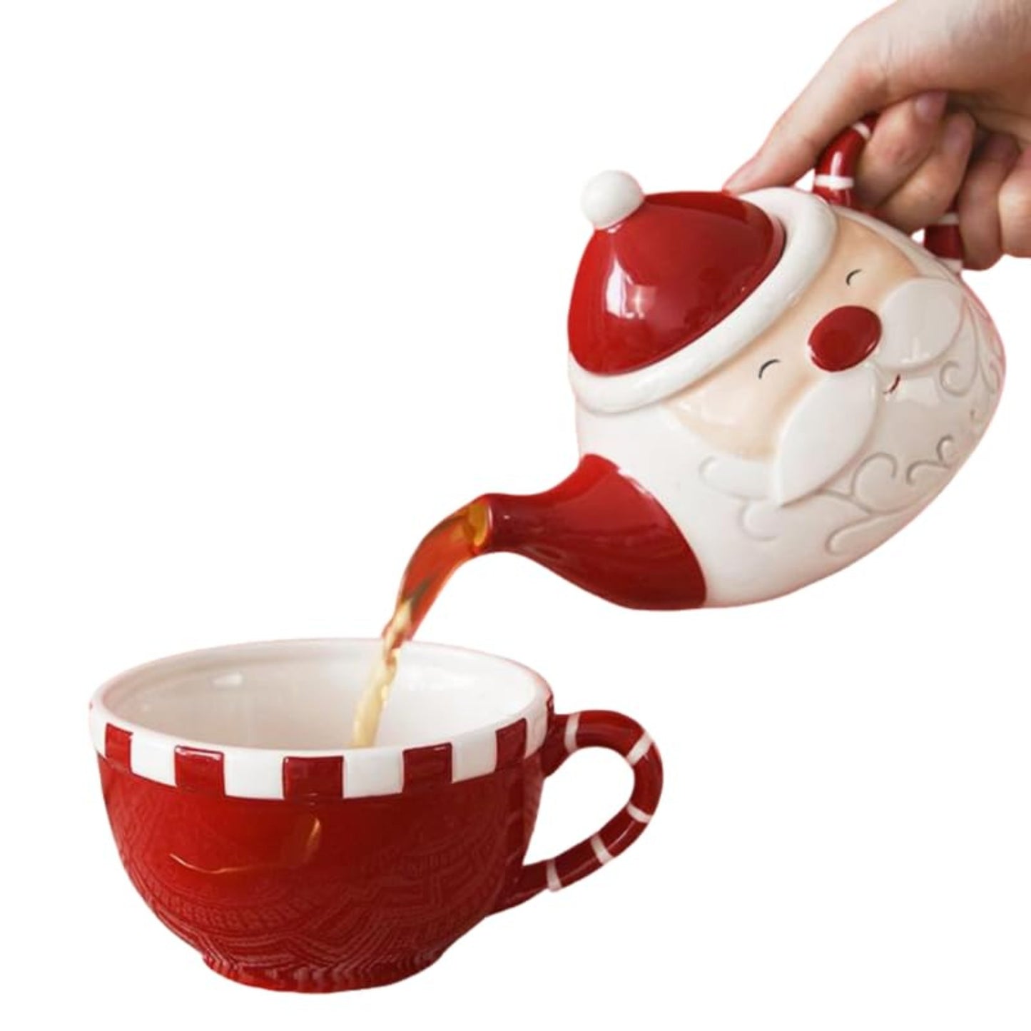 Santa Claus Ceramic Teapot & Cup Set – Modern Cartoon Holiday Tea Set