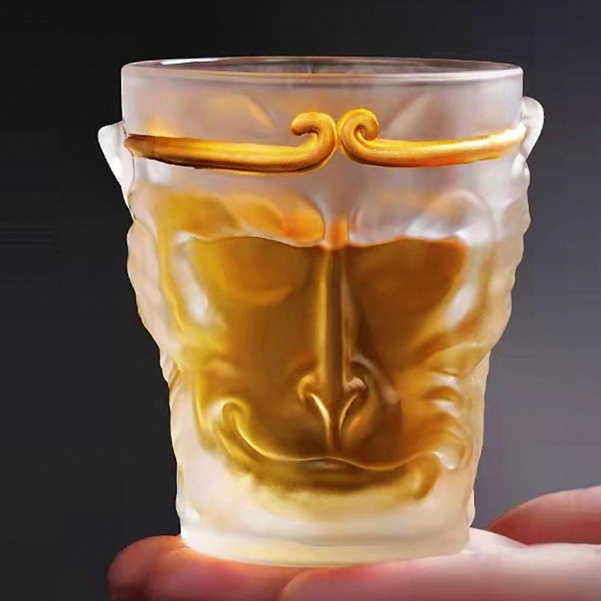 Sun Wukong Gold Hoop Glass Tea Cup – Handcrafted Heat-Resistant Borosilicate Glass