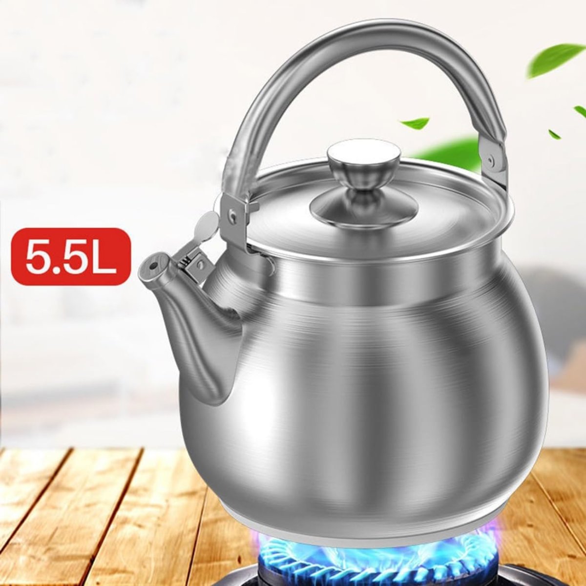 316 Stainless Steel Whistling Tea Kettle 5.5L – Large Capacity Kettle for Tea & Multi-Purpose Use