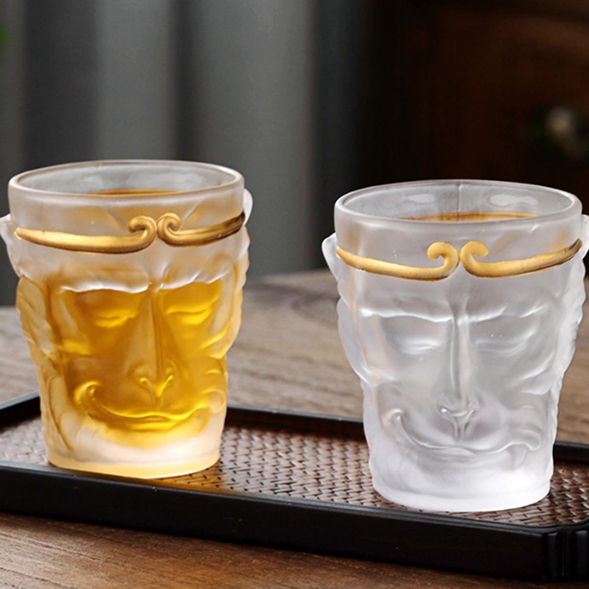 Sun Wukong Gold Hoop Glass Tea Cup – Handcrafted Heat-Resistant Borosilicate Glass