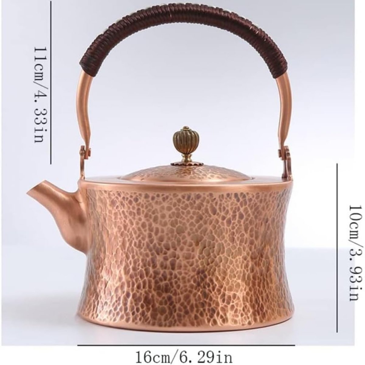 Hammered Waist Copper Kettle – Large 1800ml – Cylindrical Design
