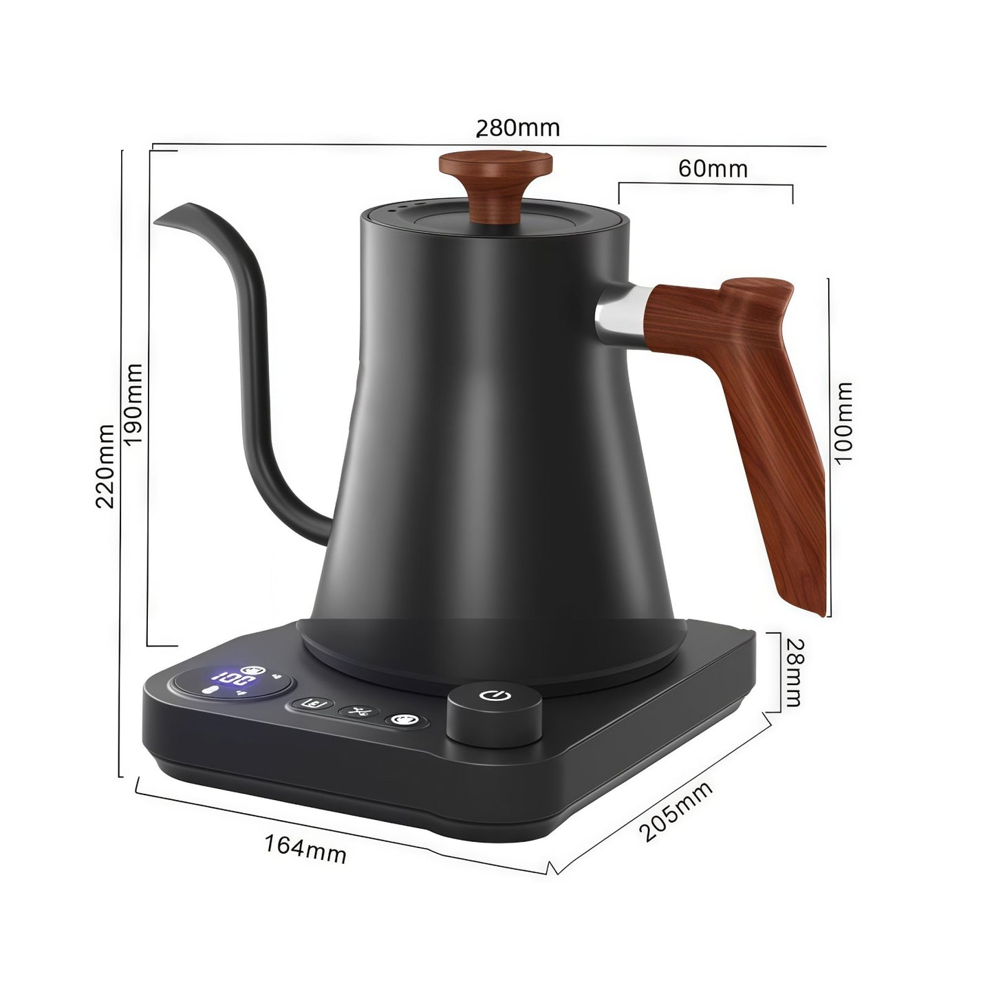 Variable Temperature Gooseneck Electric Kettle 0.9L – Fast Heating, 304 Stainless Steel for Tea