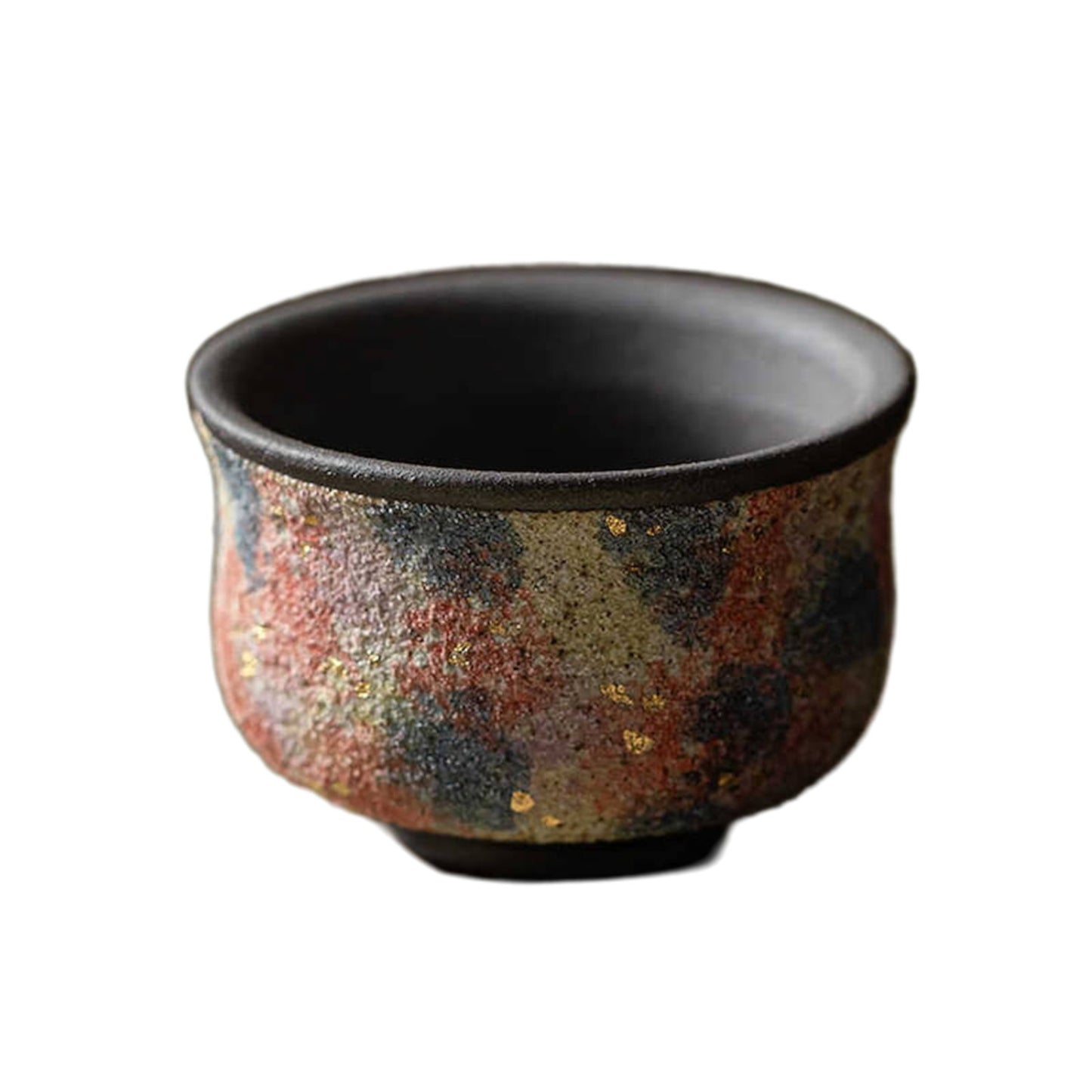 Handmade colorful rock mine ceramic teacup, rustic gongfu tea cup for Chinese tea brewing