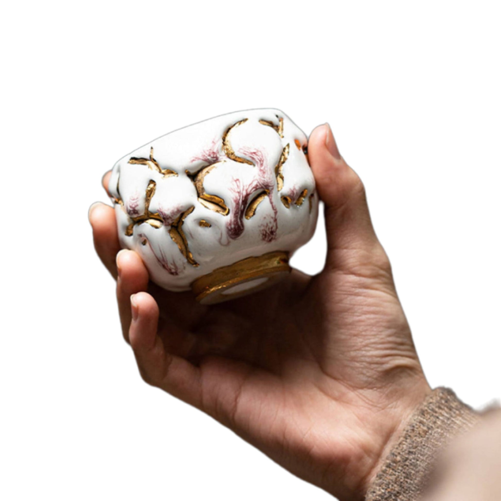 Handmade Shinoyaki Gold Ceramic Gongfu Tea Cup, Traditional Chinese Tea Brewing