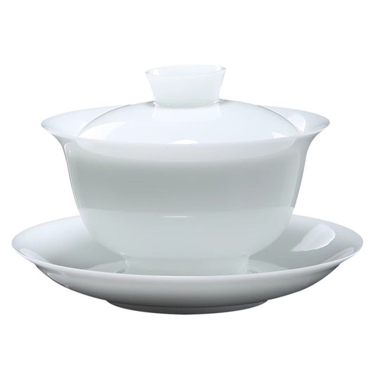 Dehua Ice Jade Gaiwan – “Spring Aroma” Porcelain Tea Bowl for Gongfu Tea Brewing