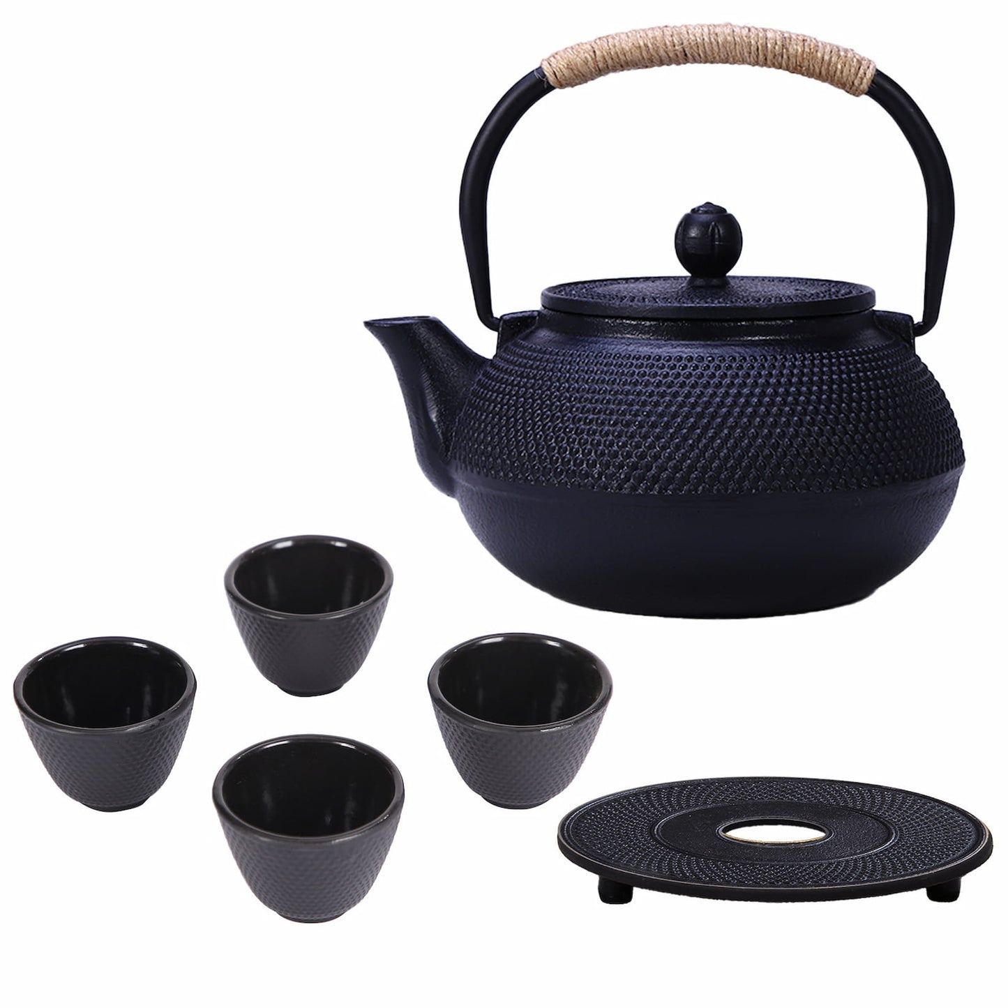 Black Dotted Cast Iron Tea Set