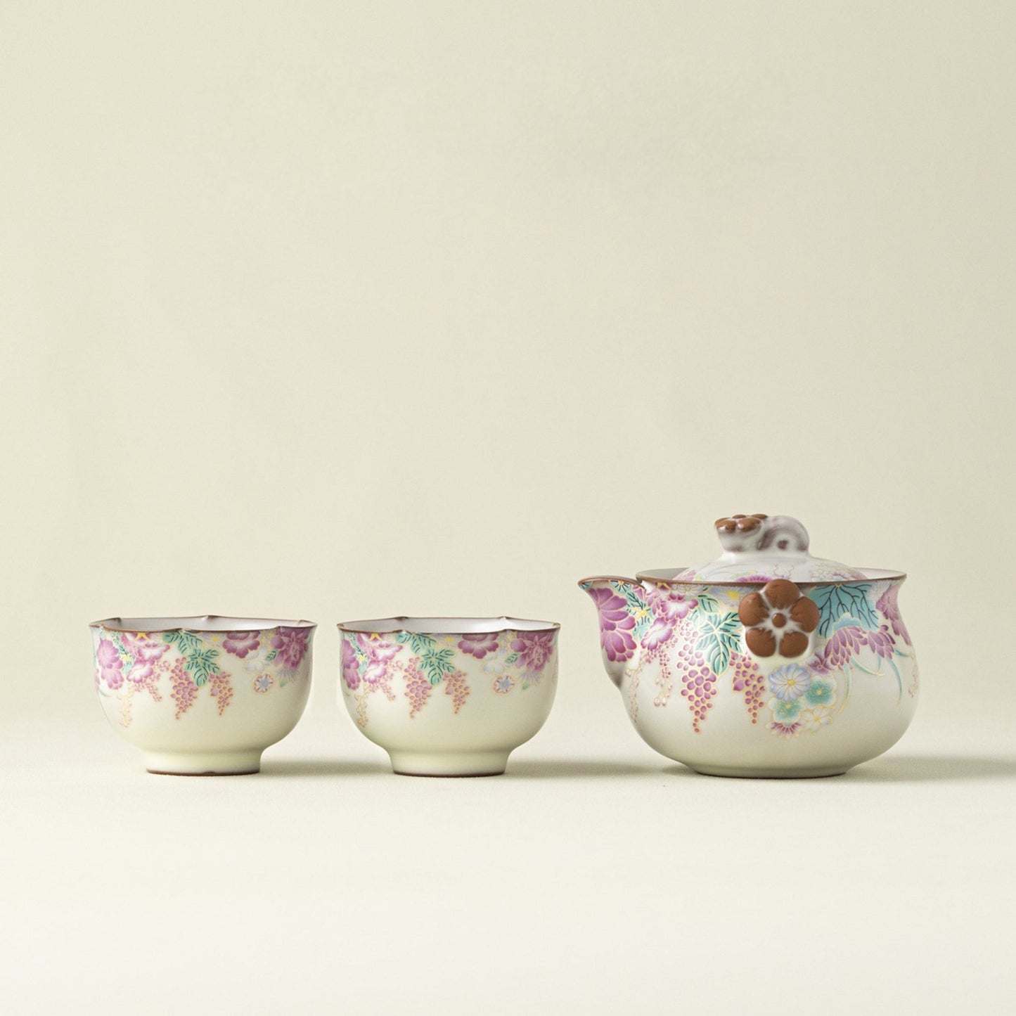Pig Fat Glaze Mini Garden tea set with teapot, two cups