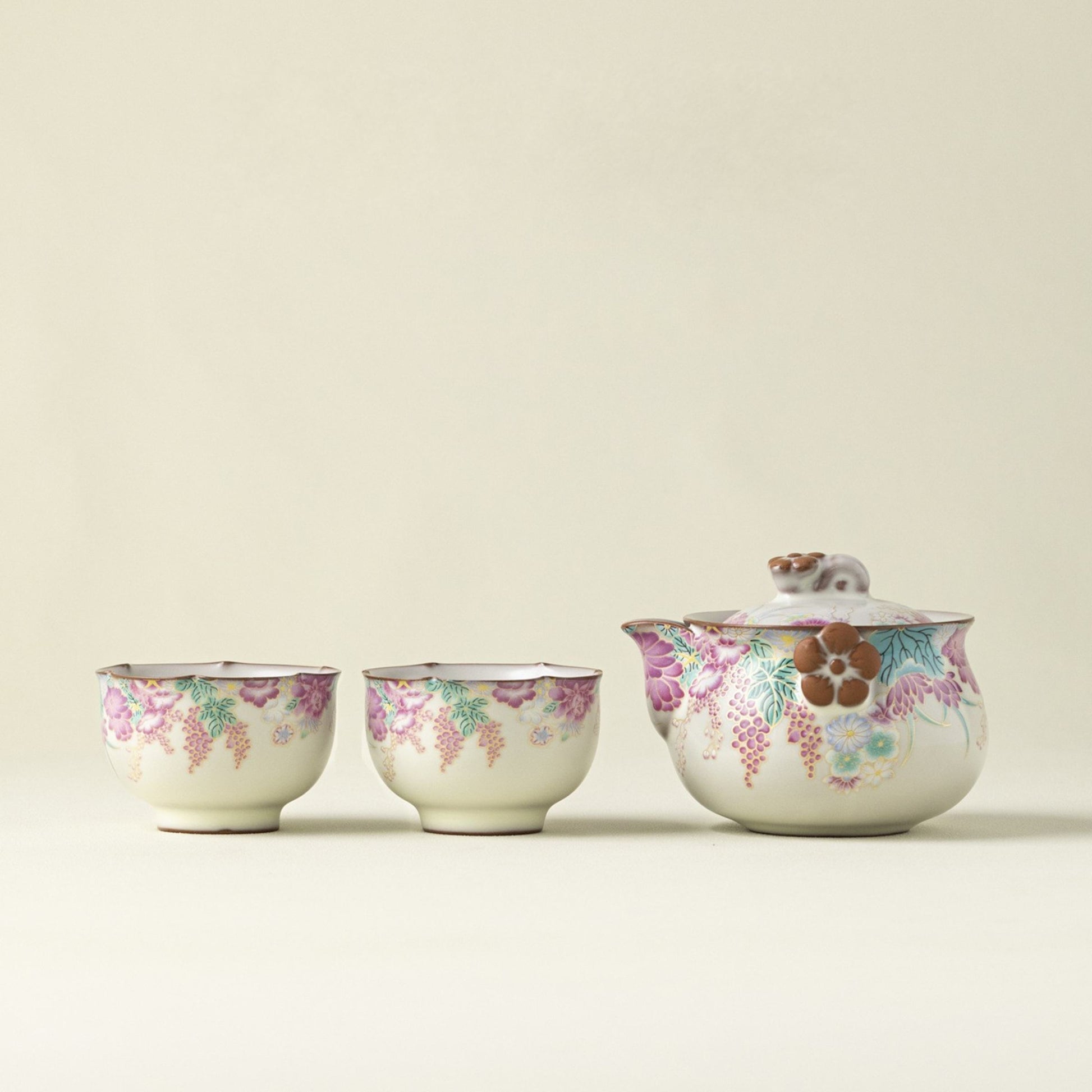 Pig Fat Glaze Mini Garden tea set with teapot, two cups