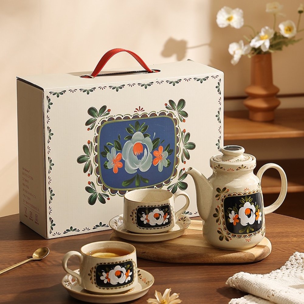 French vintage camellia porcelain tea set with teapot and cups for two, elegant afternoon tea style