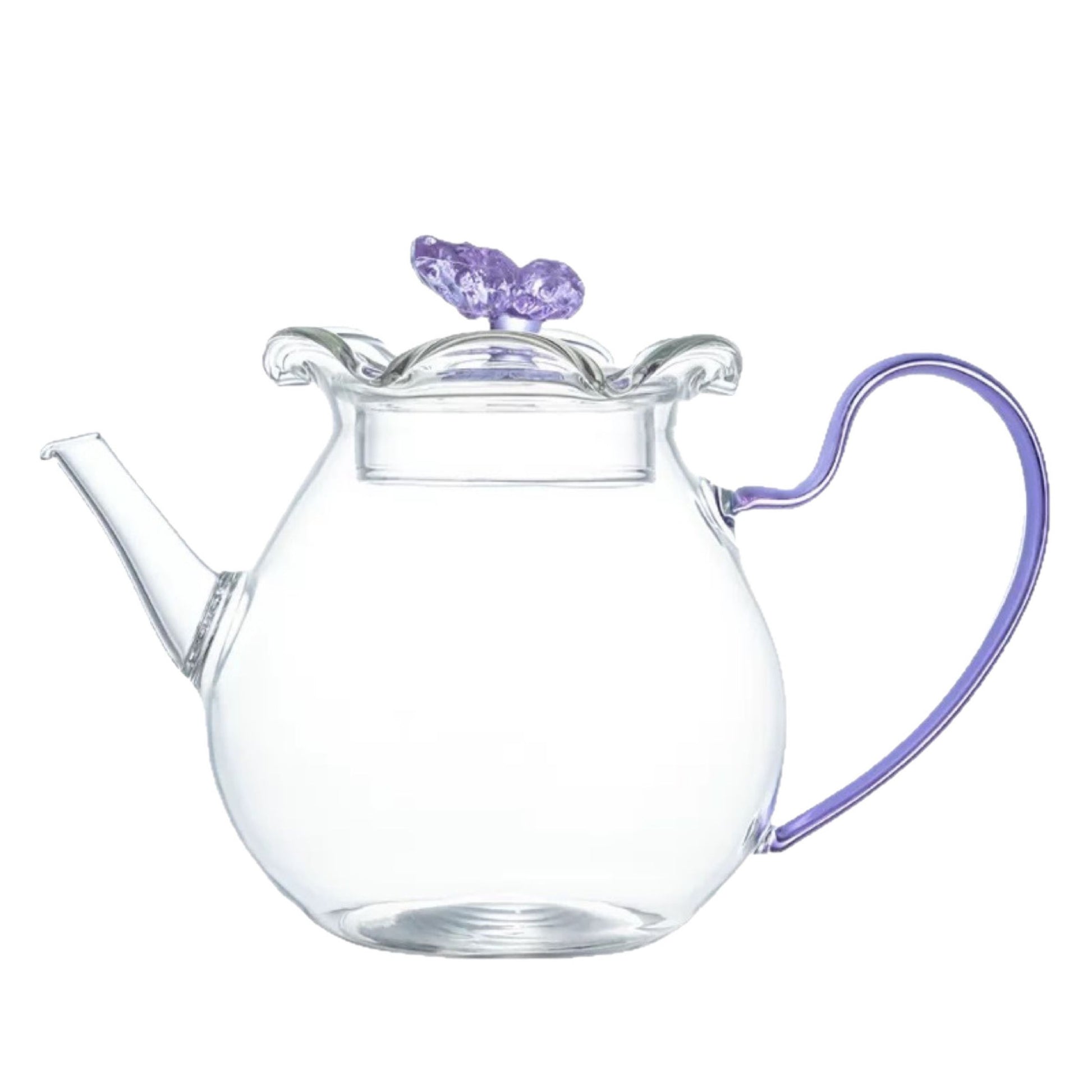 450ml High-Temperature Heat-Resistant Butterfly Glass Kettle with Infuser