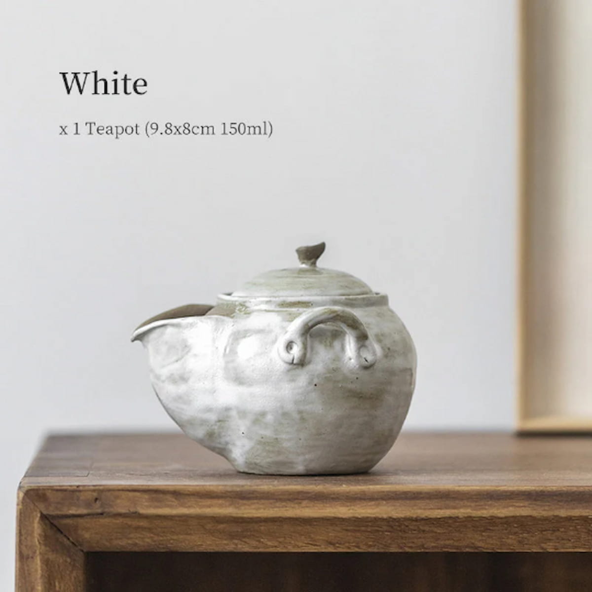 150ml White Slip-Glazed Teapot – Handheld Ceramic Gongfu Teaware