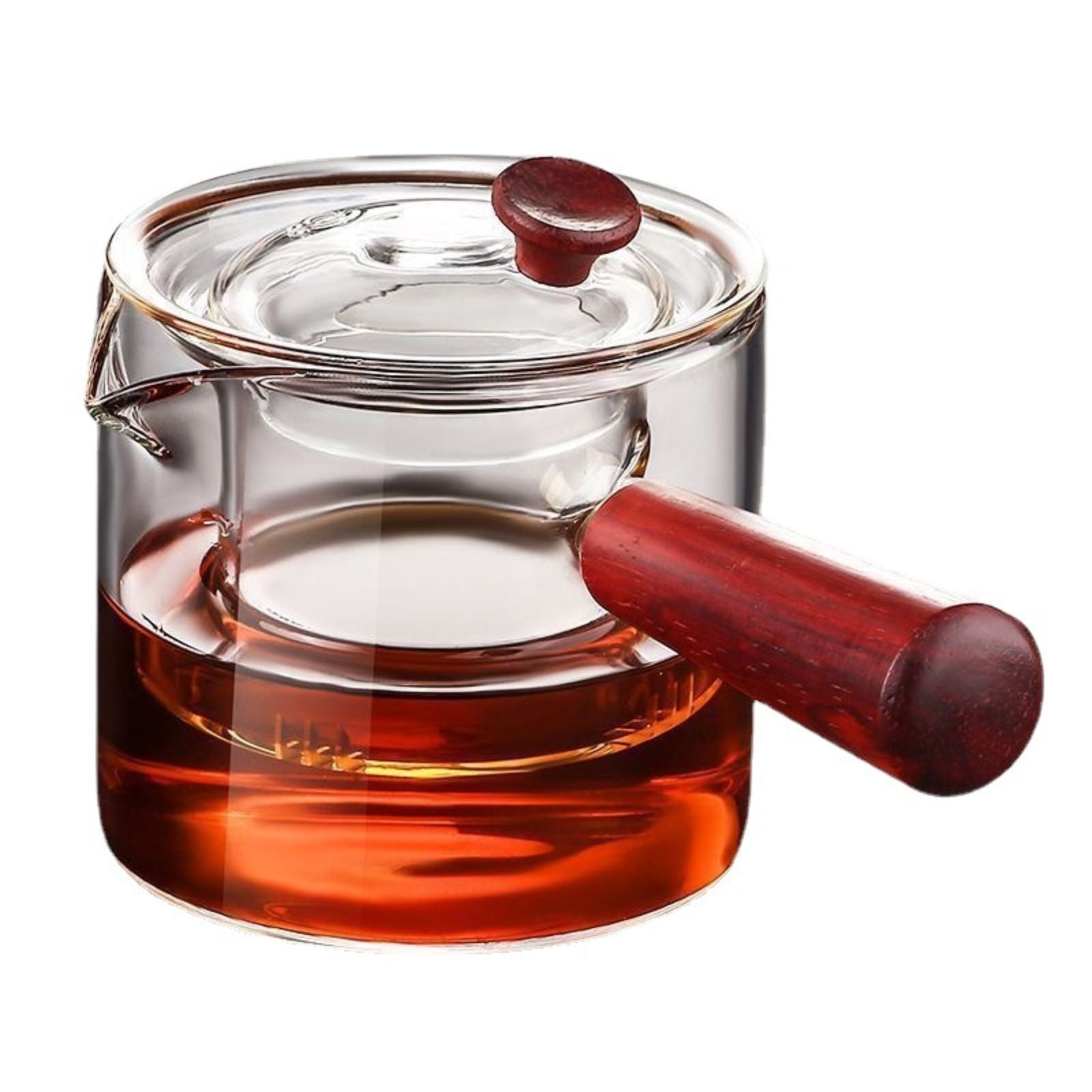 500ml Heat-Resistant Glass Kettle with Wooden Side Handle and Infuser