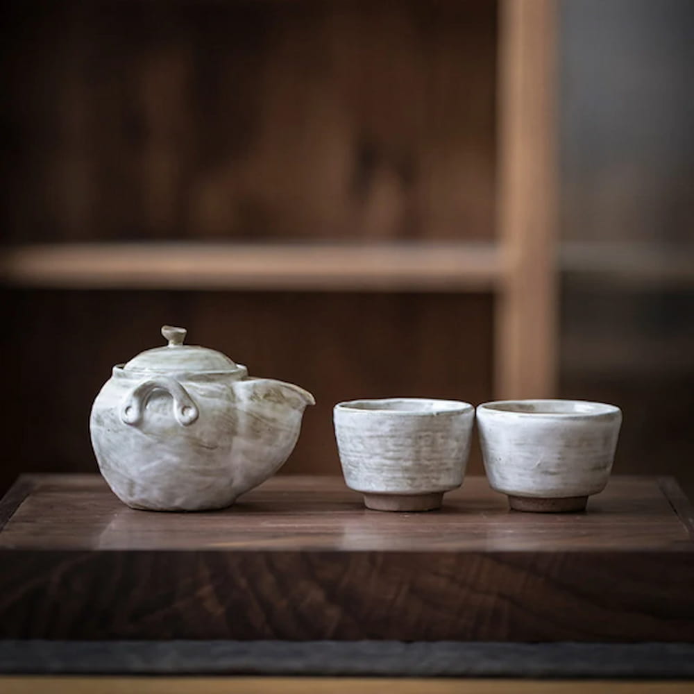 150ml White Slip-Glazed Teapot – Handheld Ceramic Gongfu Teaware