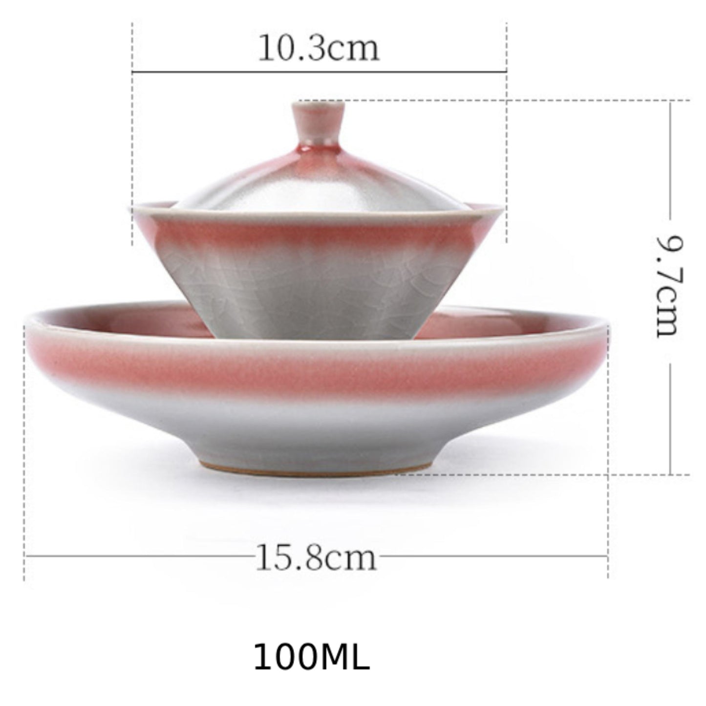 Ru Kiln Red Hue Bone China San Cai Gaiwan Gongfu Tea Set