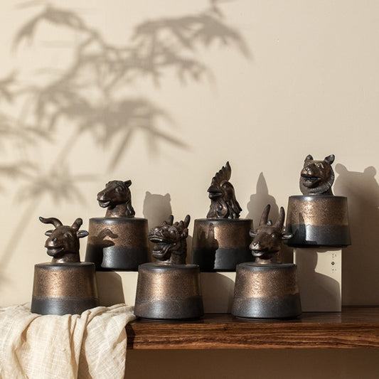 Ceramic Tea Canister with Zodiac Animal Lid – Ideal for Tea, Home Décor and Gifts