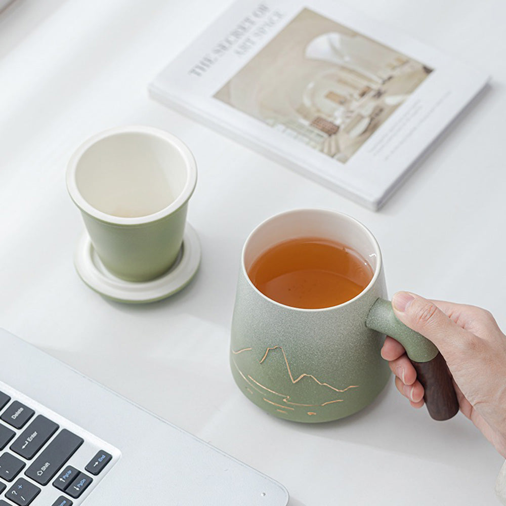 Porcelain Tea Infuser Mug with Lid and Filter – Thousand Miles Landscape Design