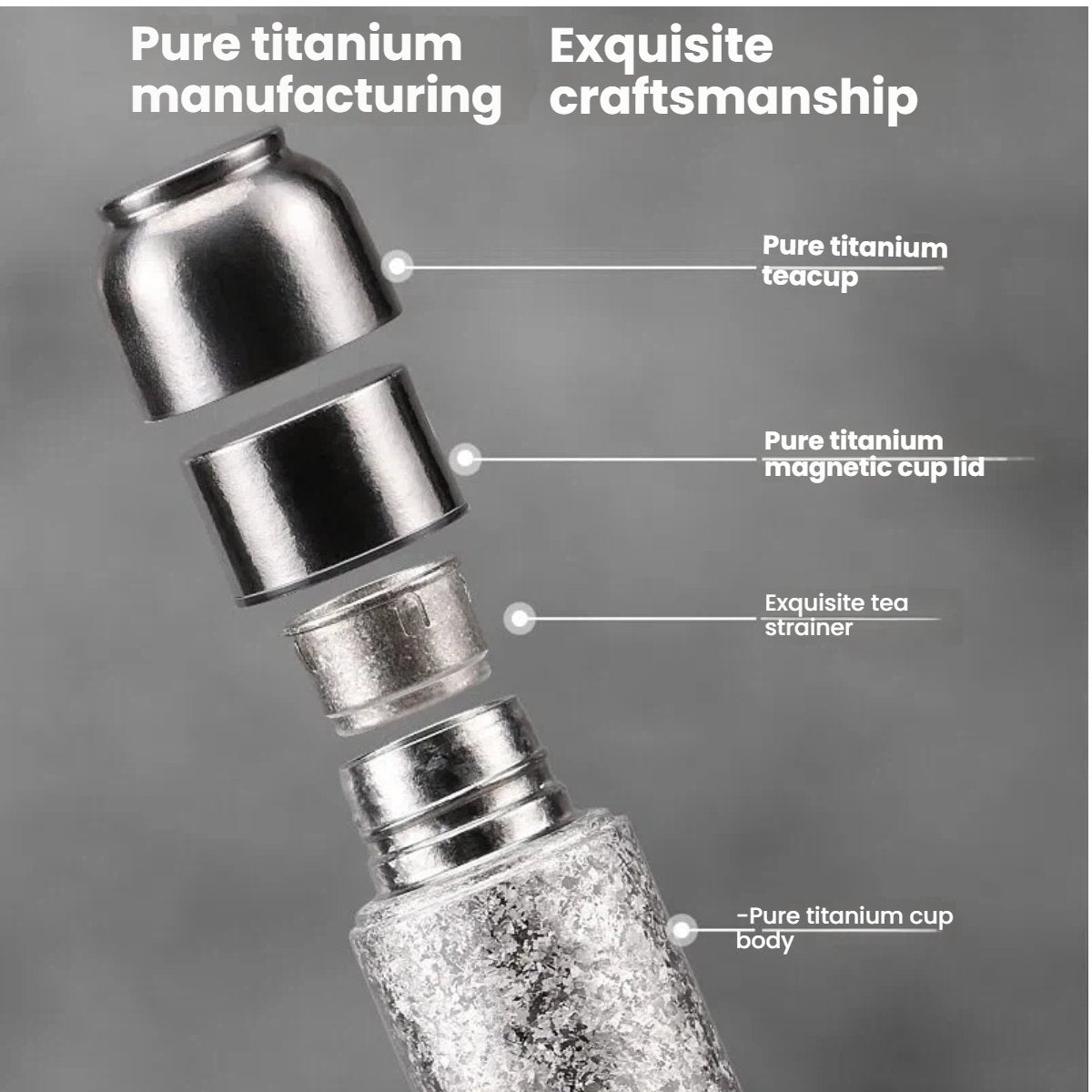 Pure Titanium 16oz / 460ml Tumbler – Leakproof Magnetic Lid, Multi-Layer Insulation & Built-in Tea Filter