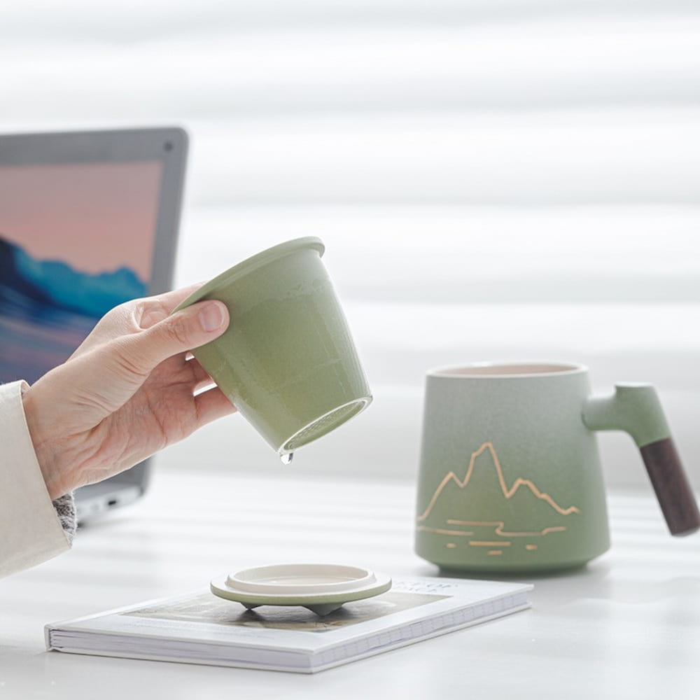 Porcelain Tea Infuser Mug with Lid and Filter – Thousand Miles Landscape Design