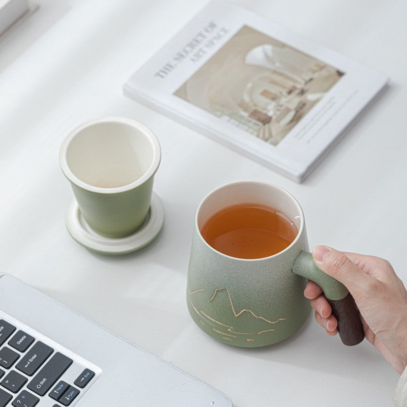 Porcelain Tea Infuser Mug – Thousand Miles Landscape Office Cup
