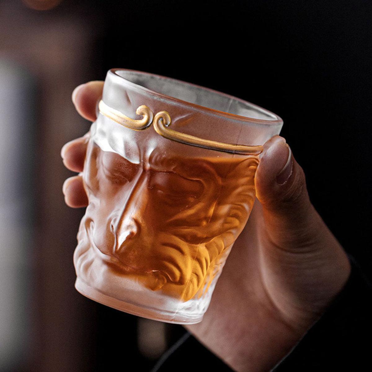 Sun Wukong Gold Hoop Glass Tea Cup – Handcrafted Heat-Resistant Borosilicate Glass